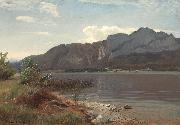 Hans Gude Landskap fra Drachenwand ved Mondsee Spain oil painting artist